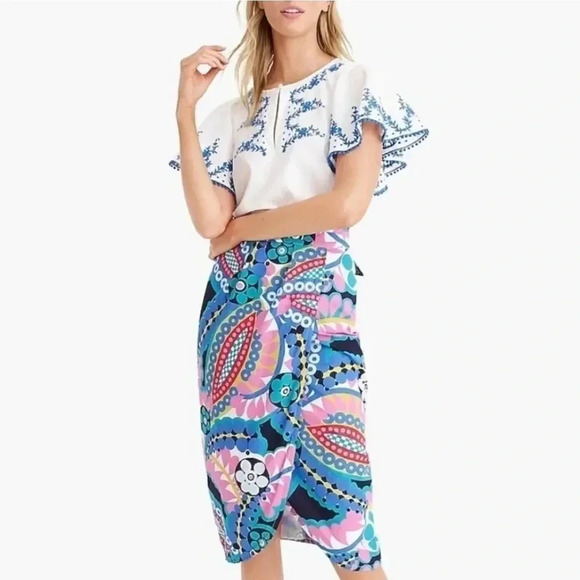 {J. Crew} Tie-back Tulip Skirt Ratti Kaleidoscope - Picture 2 of 15